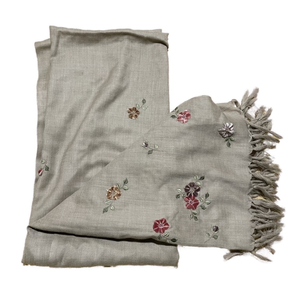 Embellished wool shawl